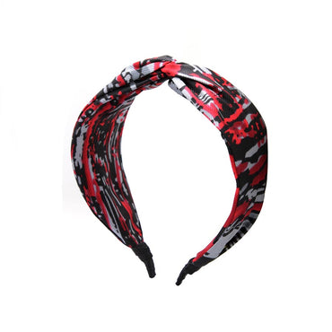 “Crimson” Grey & Red Silk Headband