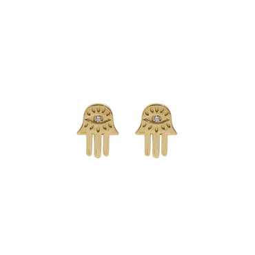 9k GOLD HAMSA DIAMOND EARRINGS