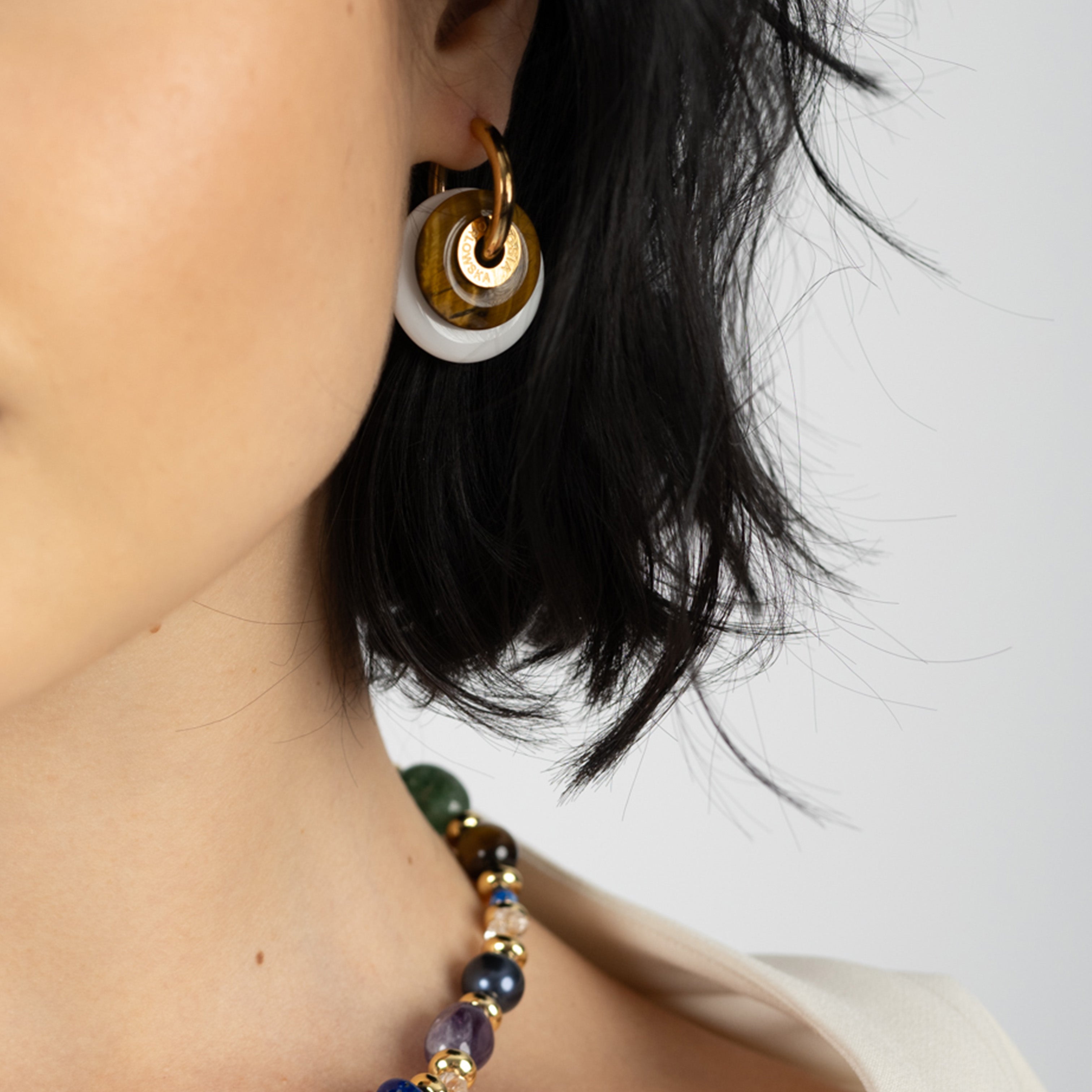 Exquisite Howlite & Tiger Eye Earrings