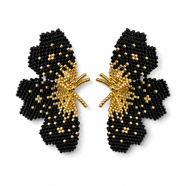 "NOLA" BEADED BLACK BUTTERFLY EARRINGS