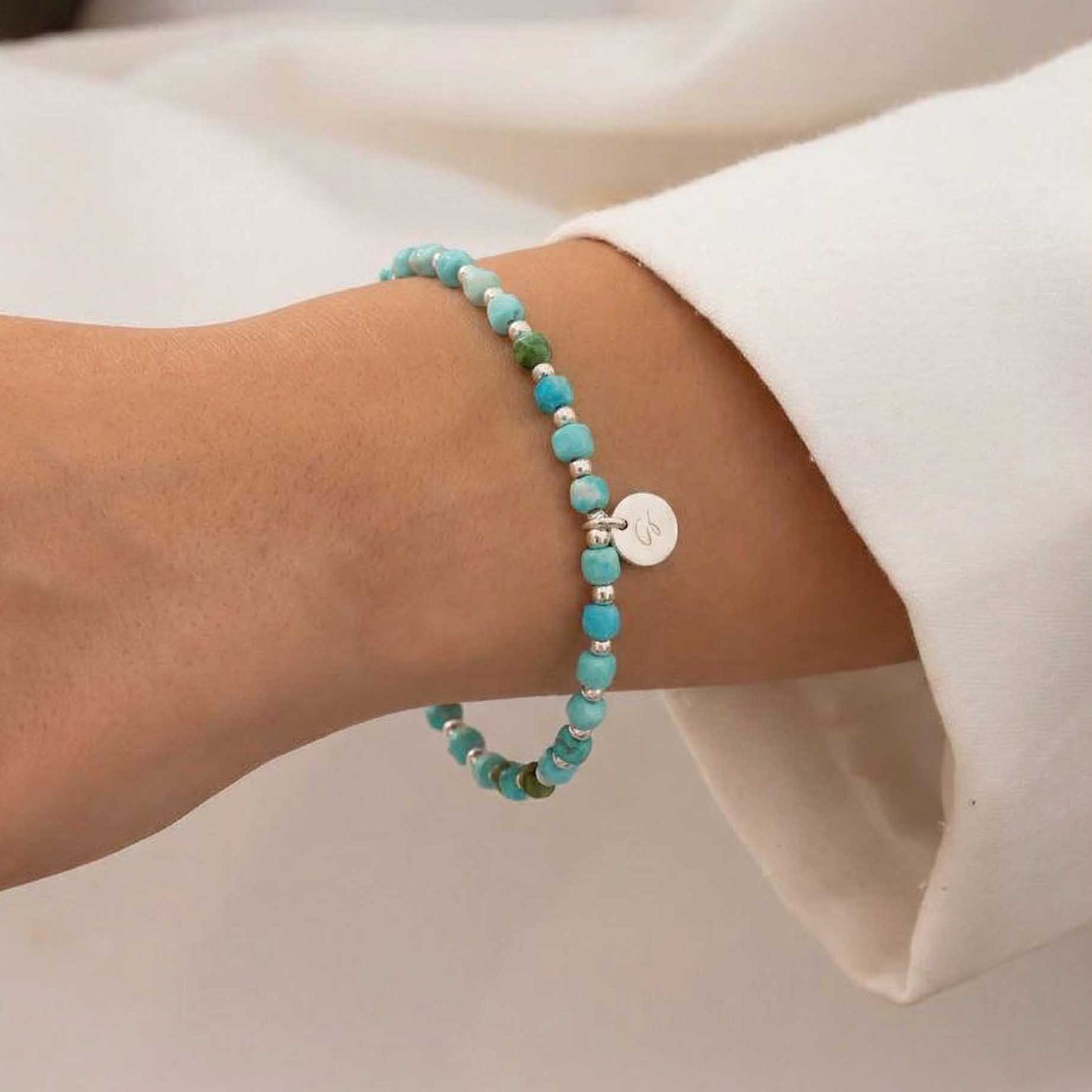 “Jaeda” Squared Beads Turquoise Bracelet