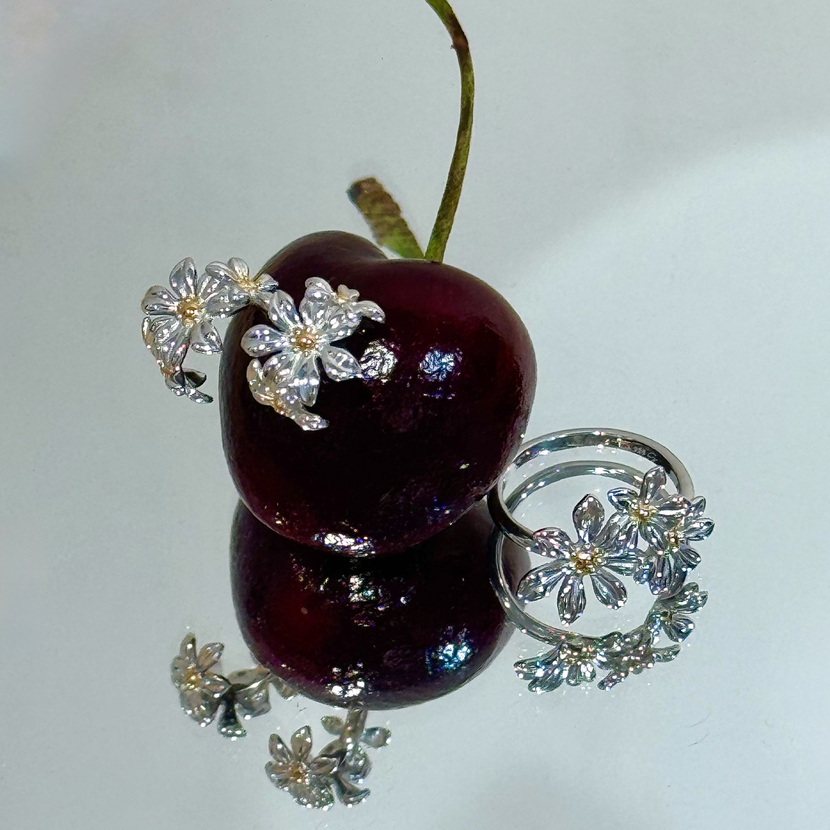 “Jasmine” Blossoming Gold Vermeil Hoop Earrings