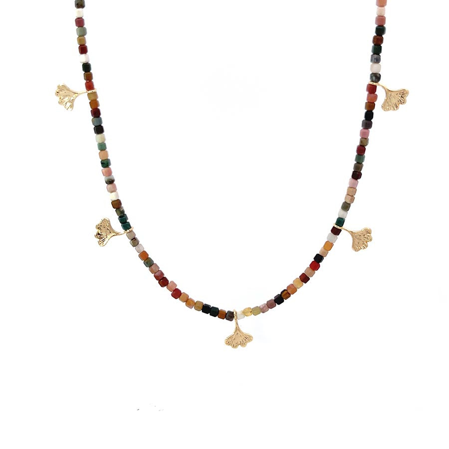“Ginkgo” Mini Gemstone Bead Choker