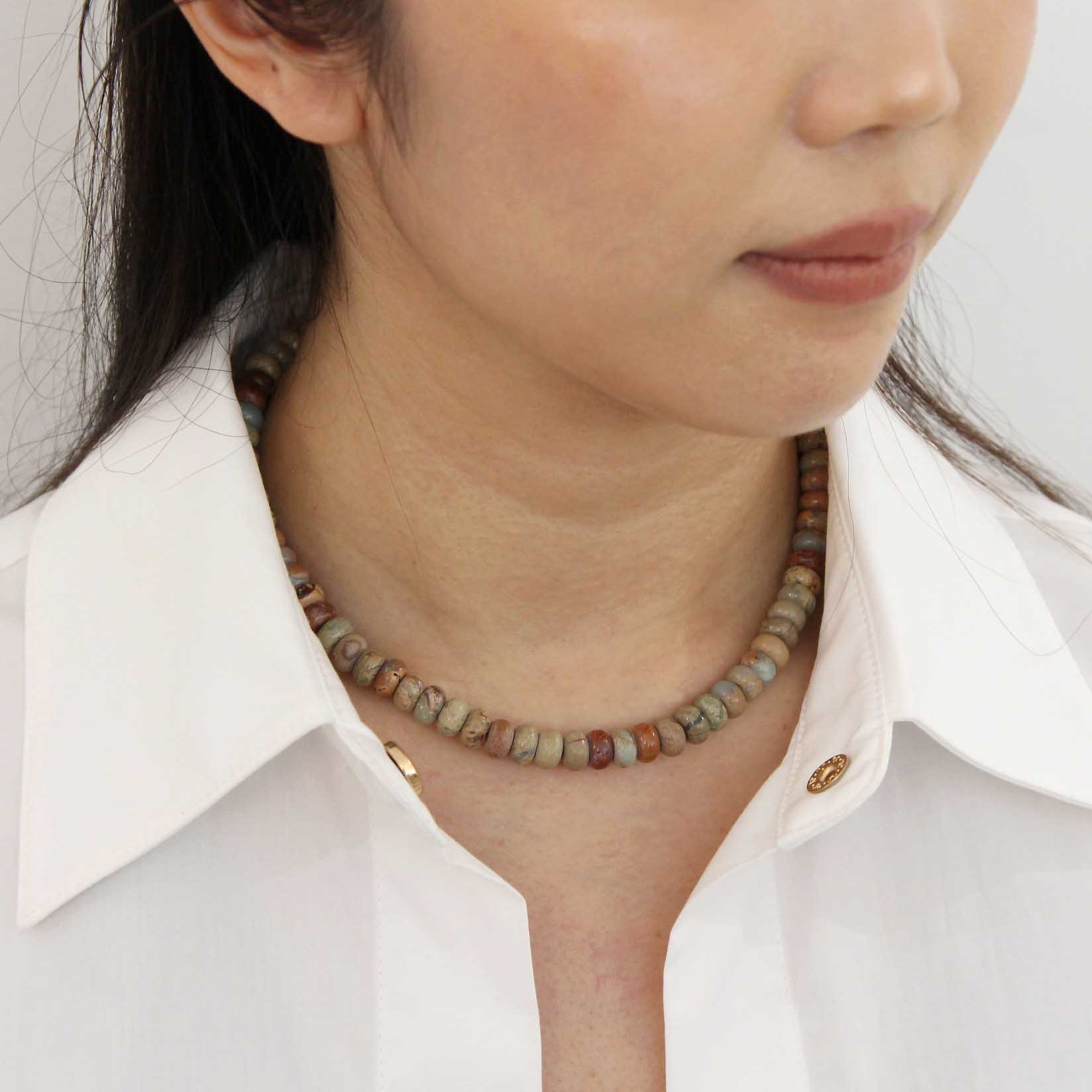“Agnes” Gemstone Choker / Sandy Wood Brown Jasper