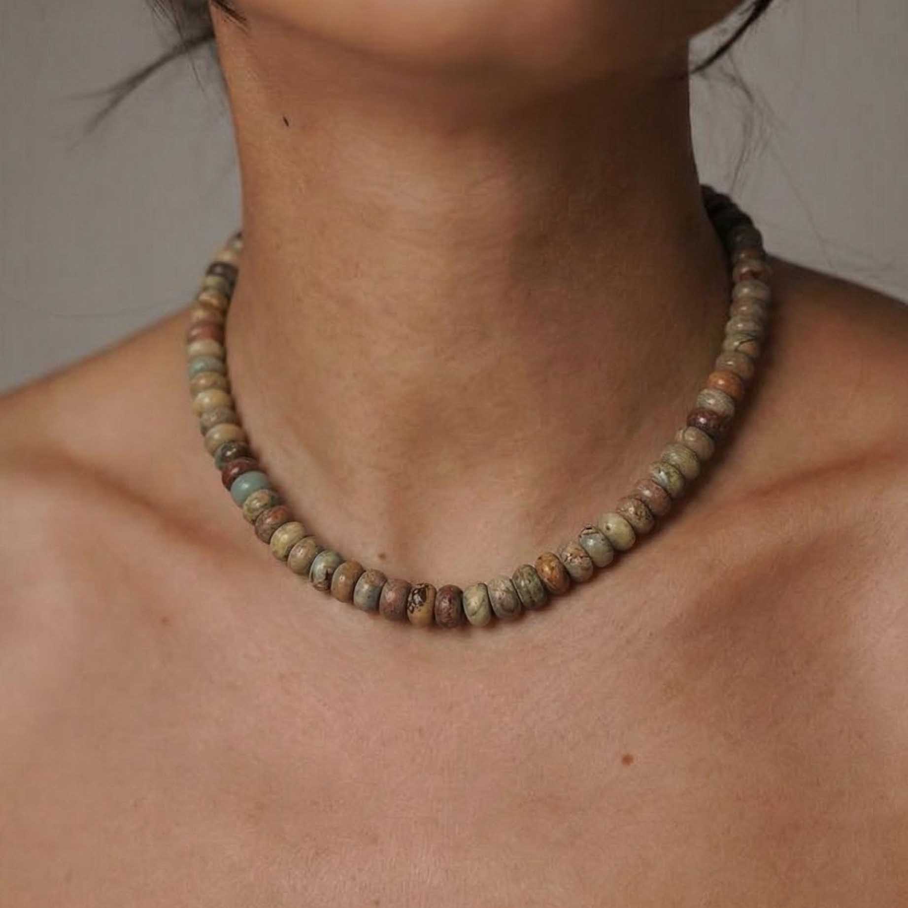 “Agnes” Gemstone Choker / Sandy Wood Brown Jasper