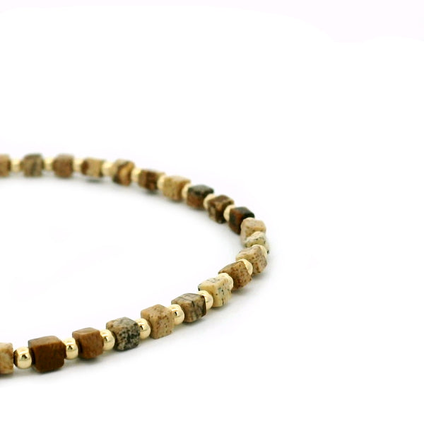 “Gingko” 2.5mm Square Picture Jasper Bracelet