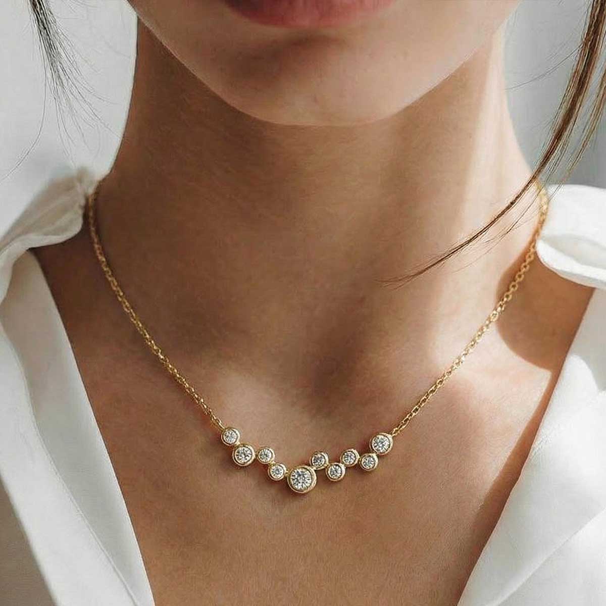 “Joyce” 925 sterling SILVER Mini Bubble Zirconia Necklace