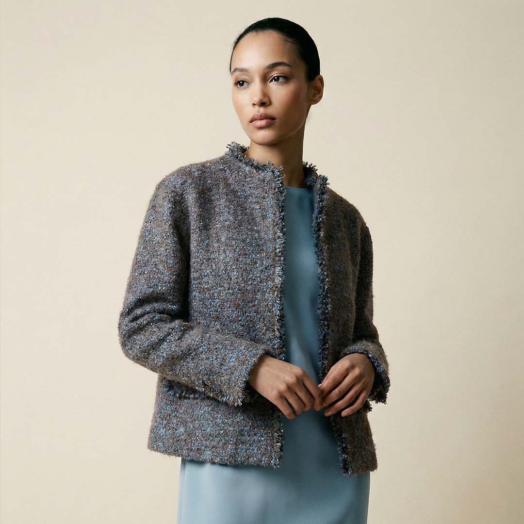 “Wilde” Wool Cape Style Blazer / Sky Blue