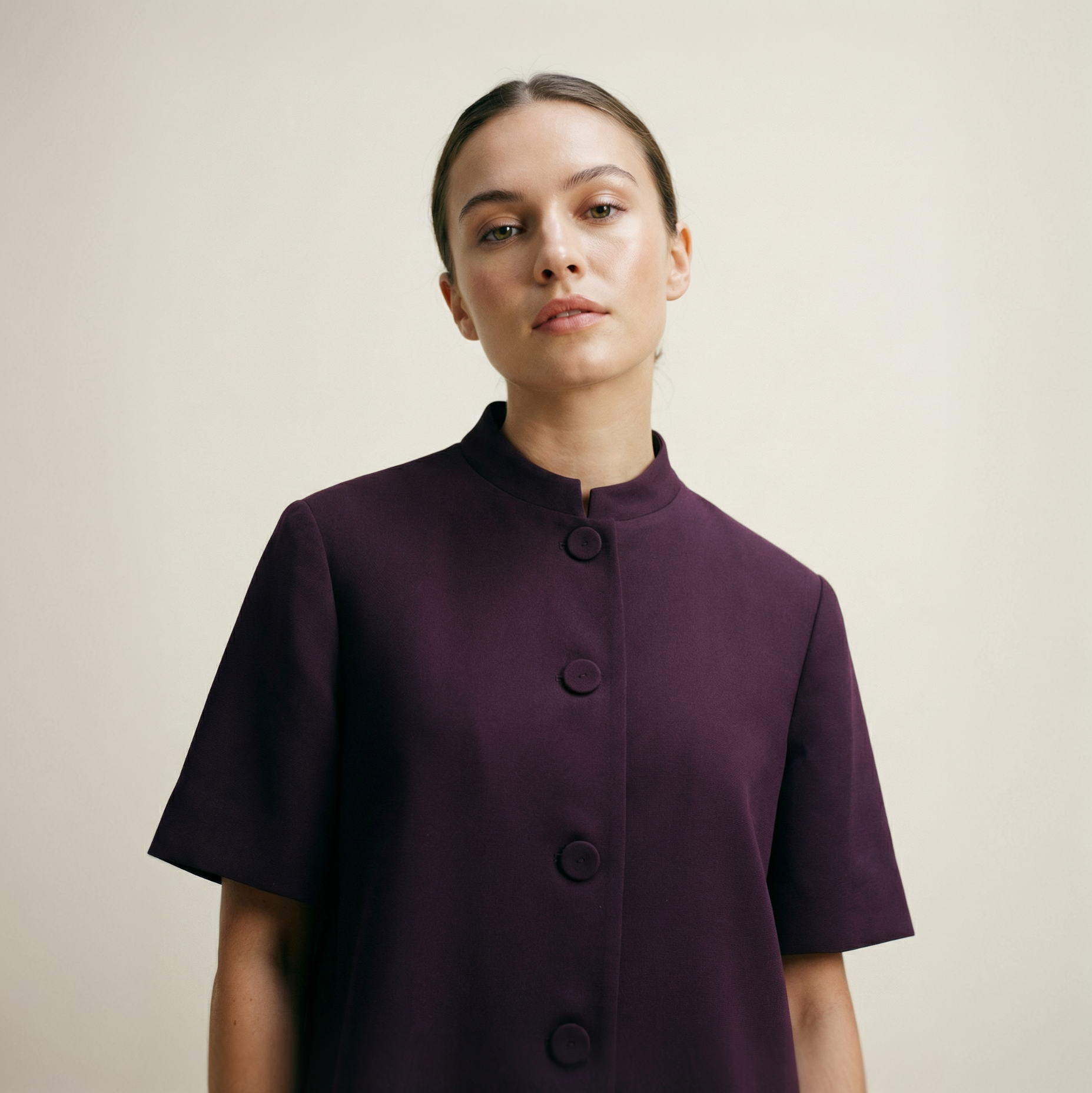 “Lauren” Acetate Cropped Blazer / Plum Purple