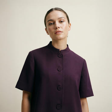 “Lauren” Acetate Cropped Blazer / Plum Purple