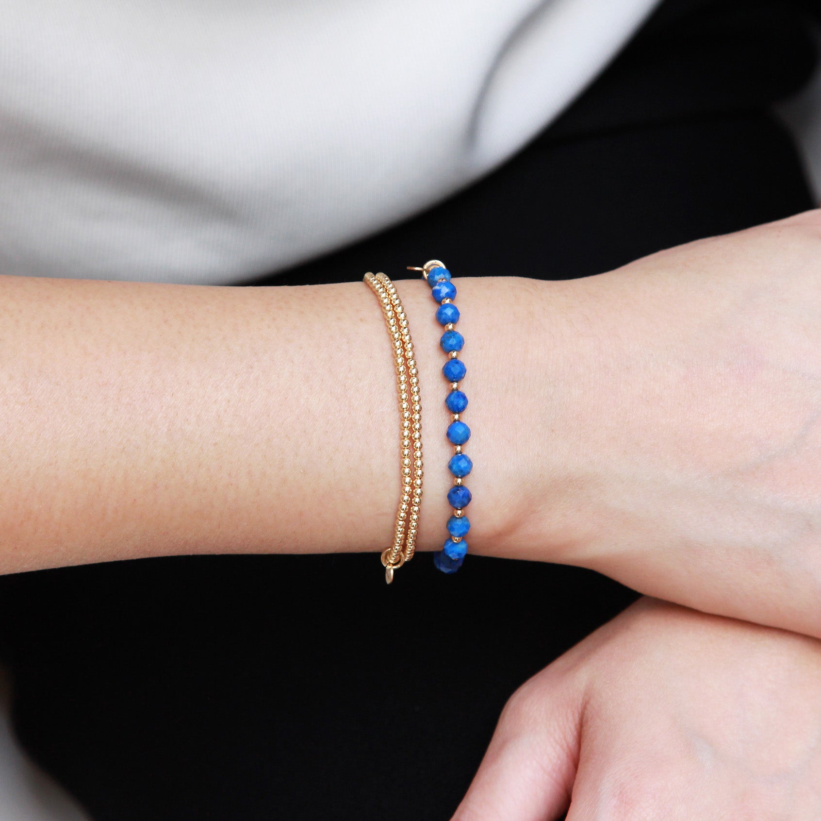 “Leena” Lapis Lazuli Diamond Cut Bracelet