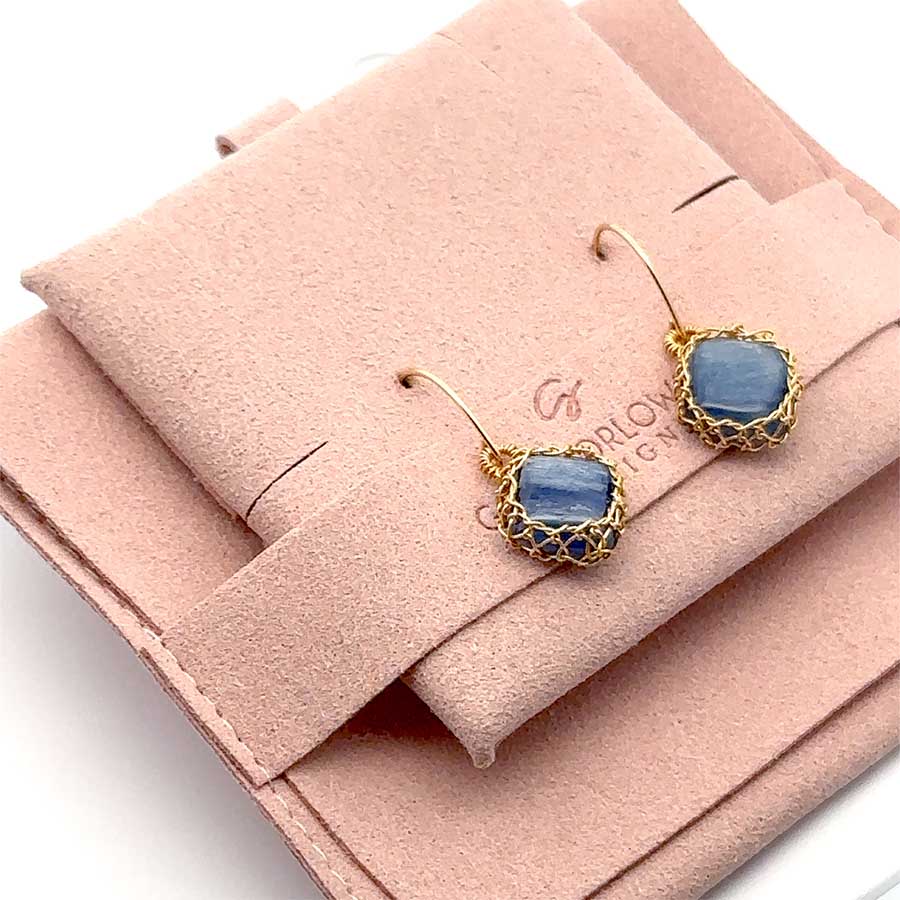 "NATI" BLUE KYANITE NET DIAMOND EARRING