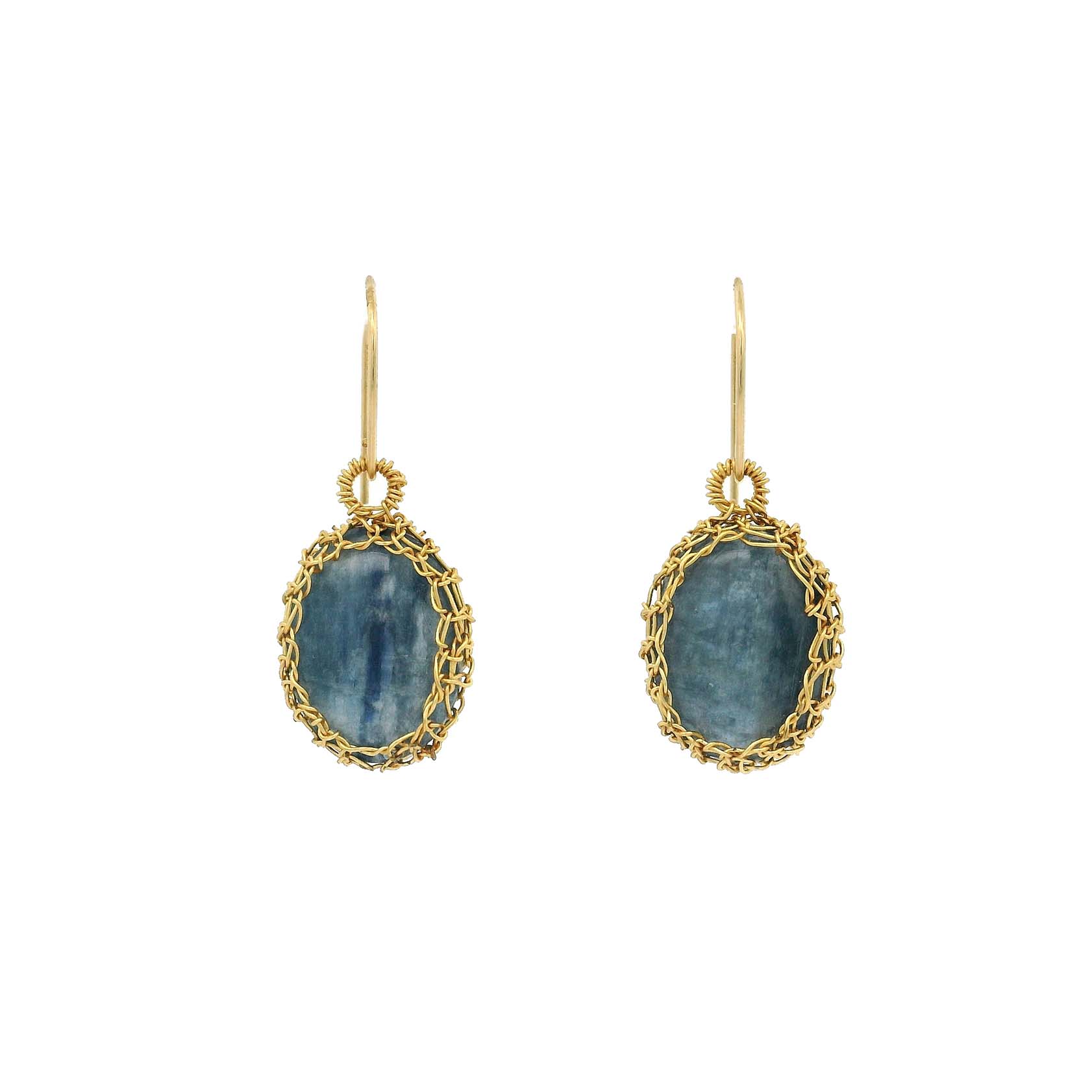 "NATI" BLUE KYANITE NET OVAL EARRINGS