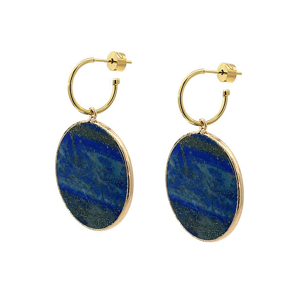 New Heavenly Beauty Round Drop Earrings / Lapis Lazuli