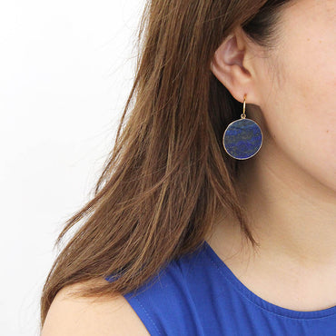 Heavenly Beauty Round Drop Earrings / Lapis Lazuli