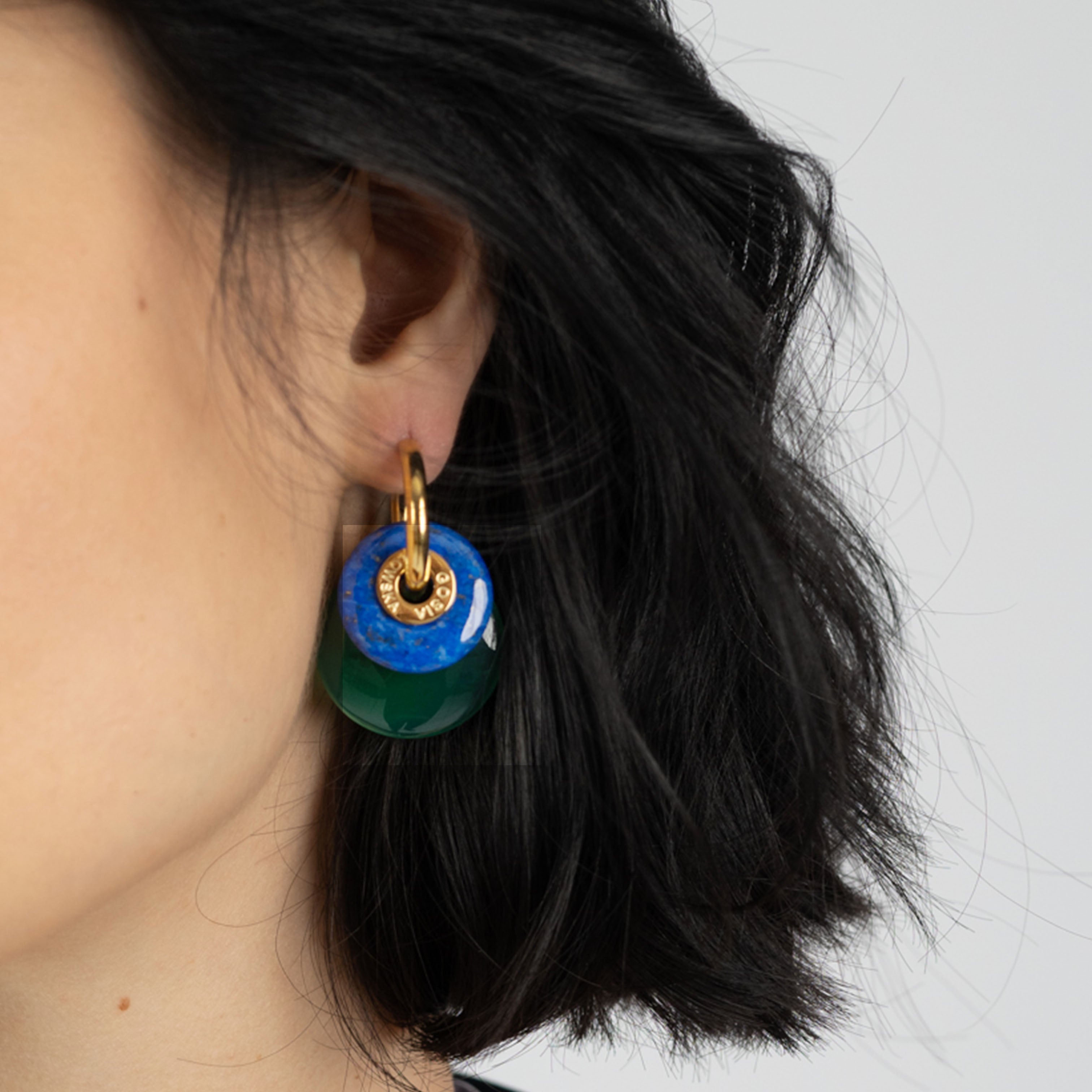 Lapis Lazuli & Green Agate Earrings - Gosia Orlowska