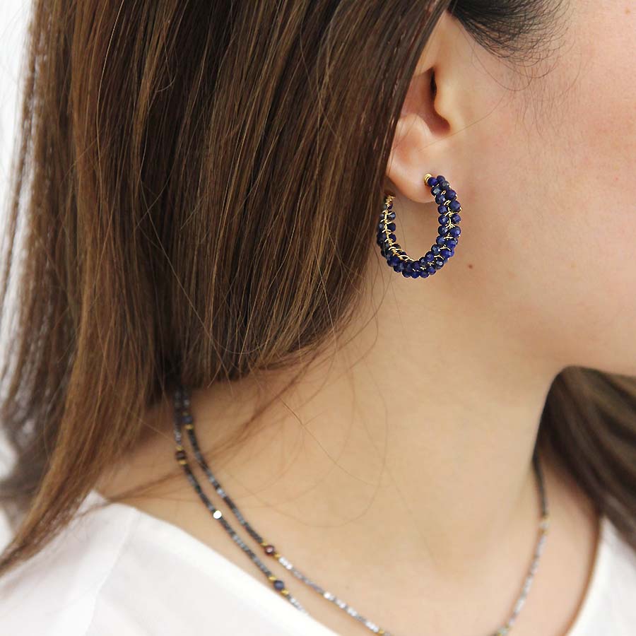 “KOHAKUTOU” LAPIS LAZULI C HOOPS