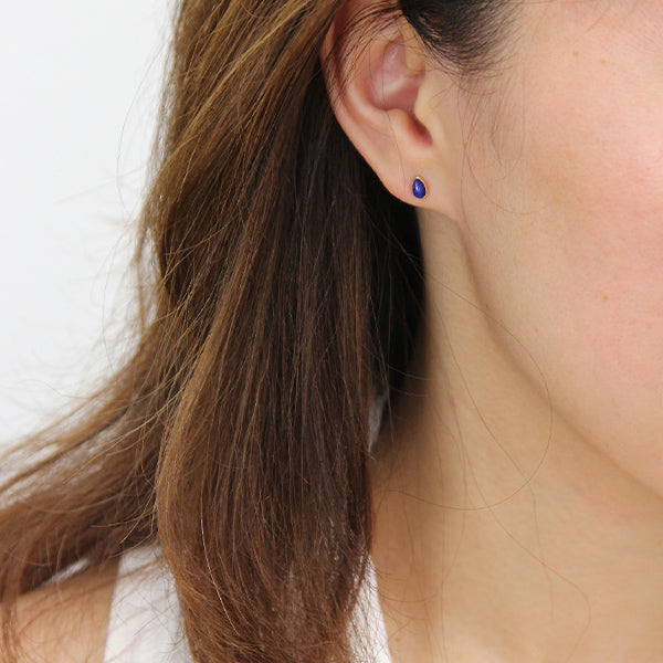 9K GOLD MINI LAPIS DROP EARRINGS