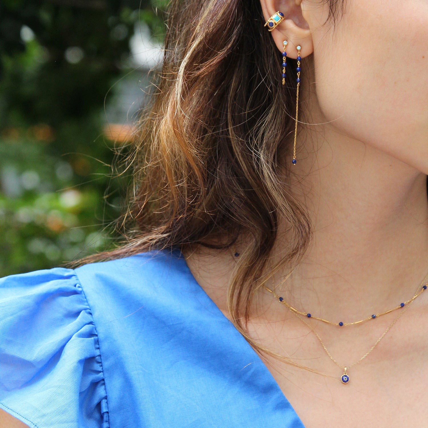 “Forest” Lapis Lazuli Dainty Drop Earrings