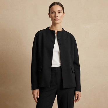 “Lauren” Acetate Cape Style Blazer / Black