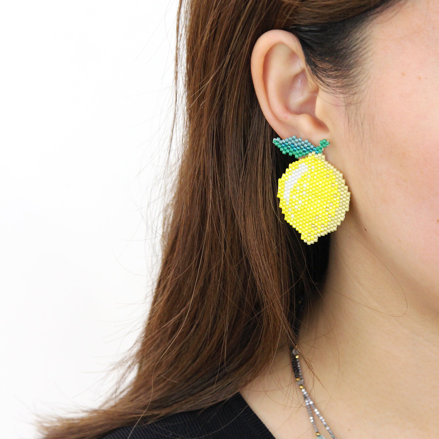 "LEMON" BEADED FRUIT EARRINGS