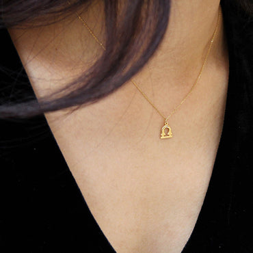 9K GOLD ZODIAC GOLD DIAMOND NECKLACE / LIBRA