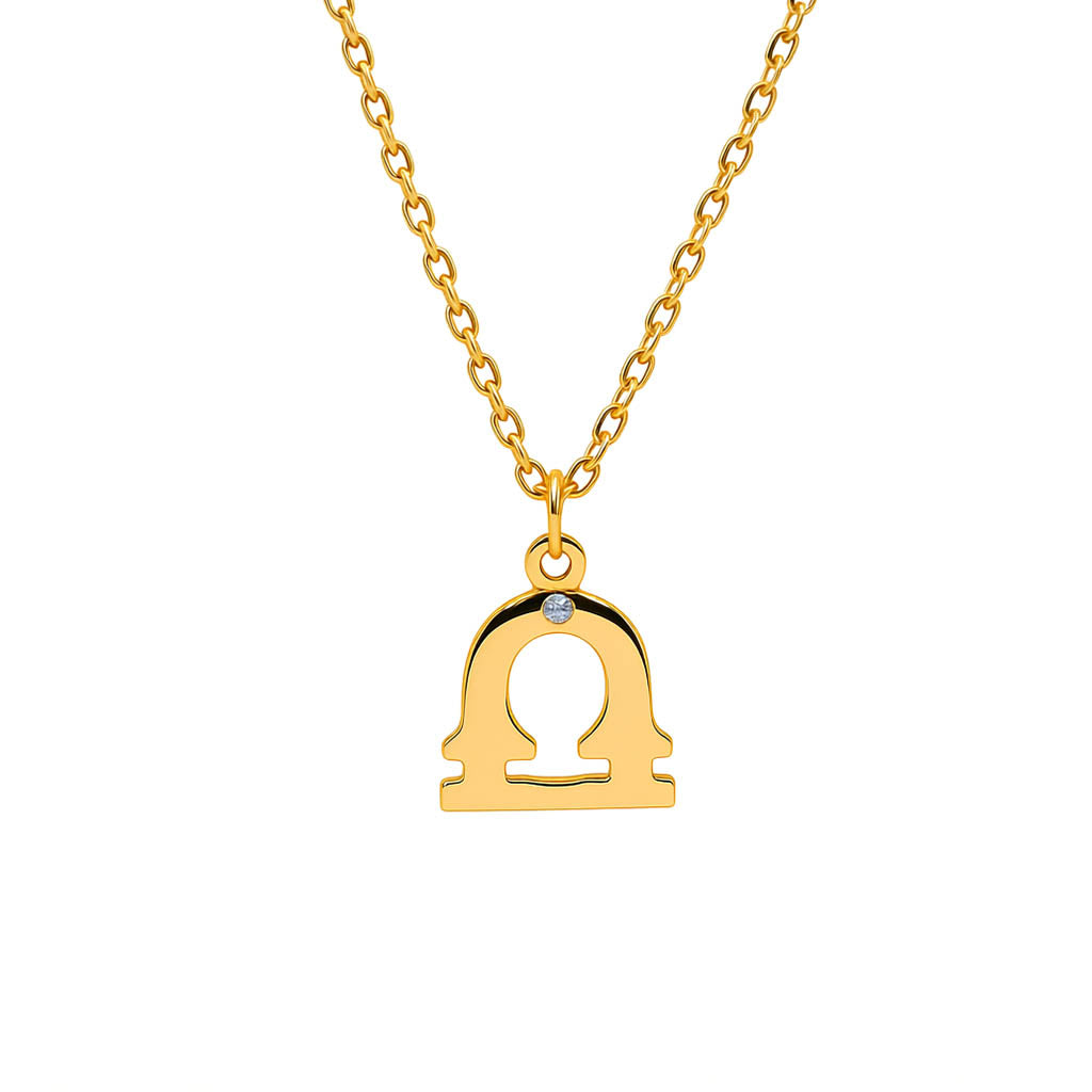 9K GOLD ZODIAC GOLD DIAMOND NECKLACE / LIBRA
