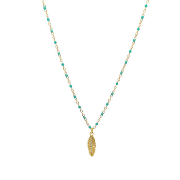 Elegant RESHA Feather & Beaded Necklace: Gosia Orlowska