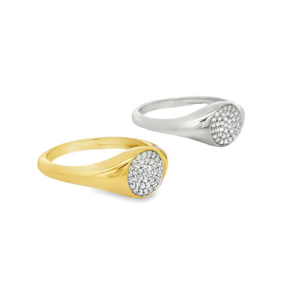 "Bella” Illuminated Full Moon Zirconia Signet Ring