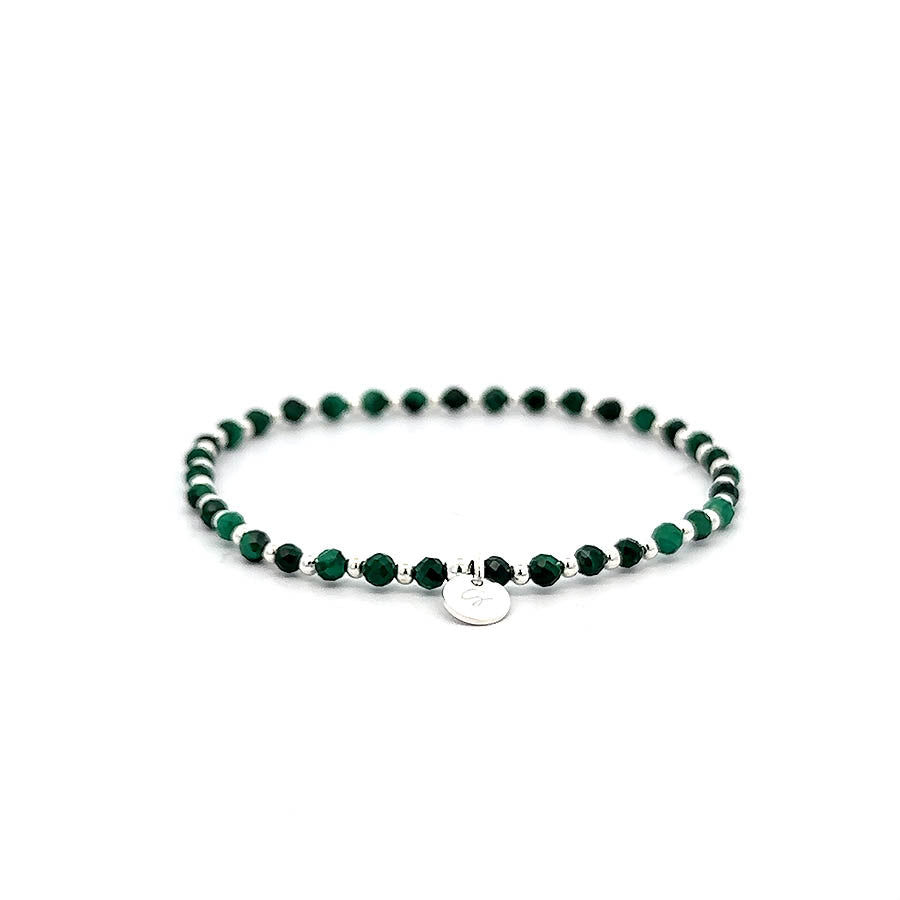 “Mona” 3mm Diamond-Cut Malachite Bracelet