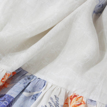 “MARE” Coral prints Linen Dress