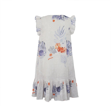 “MARE” Coral prints Linen Dress