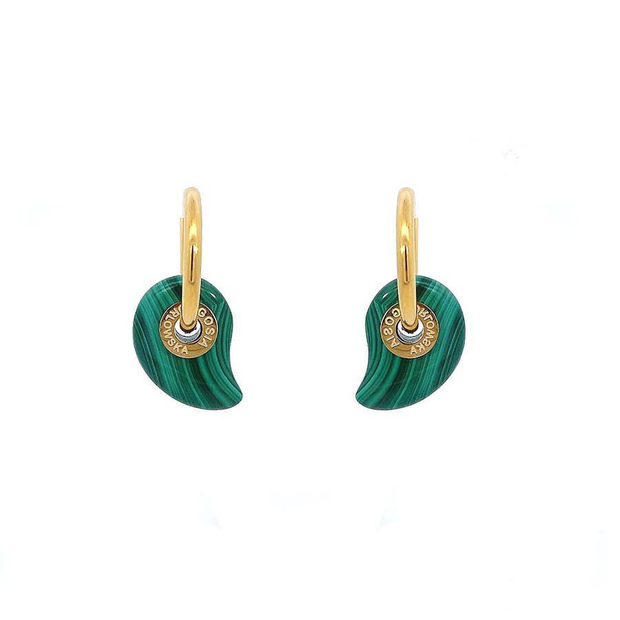 "Magatama” Malachite Earrings