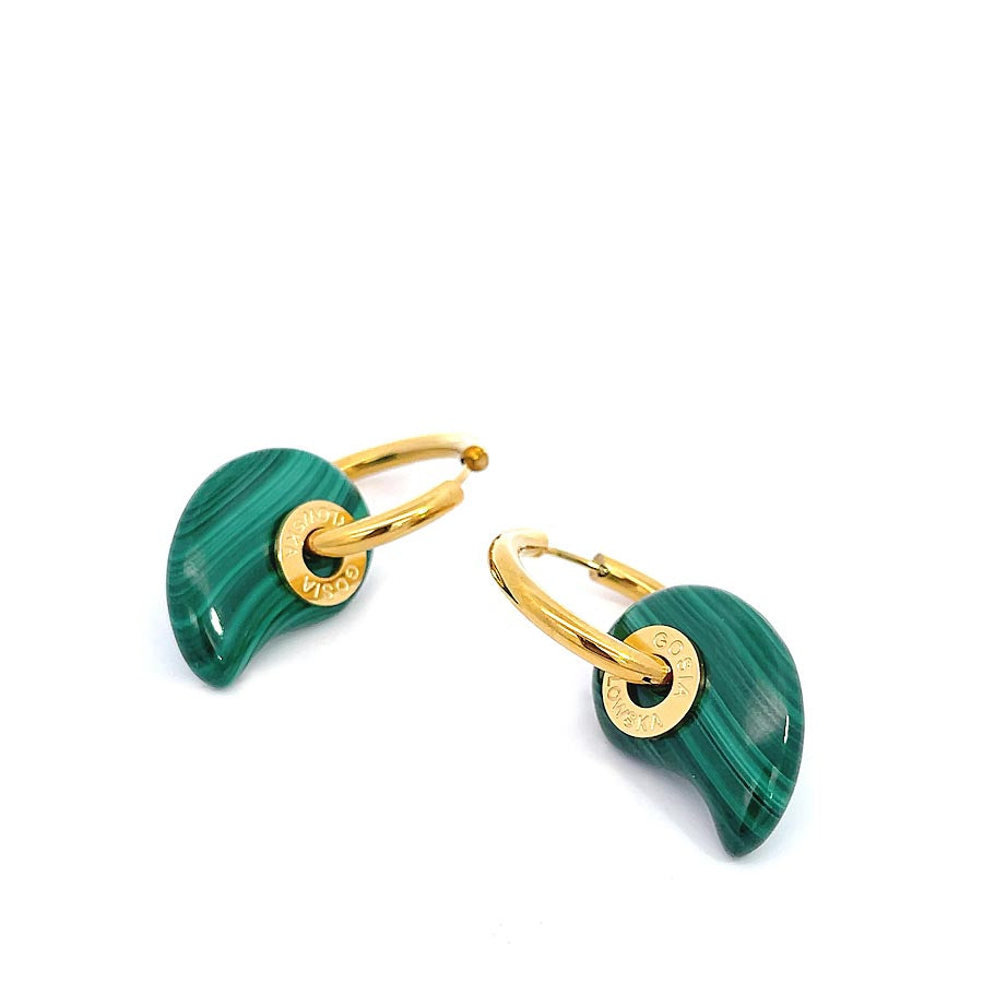 "Magatama” Malachite Earrings