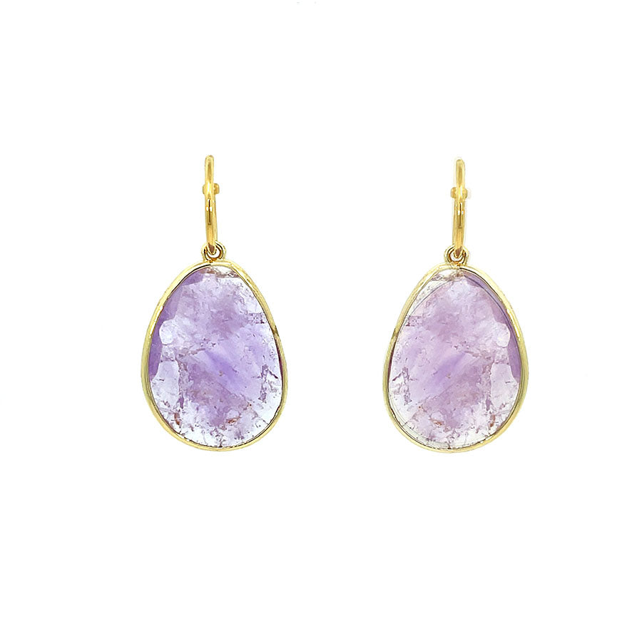 "MEERA" POINT DROP CRYSTAL EARRINGS - AMETHYST