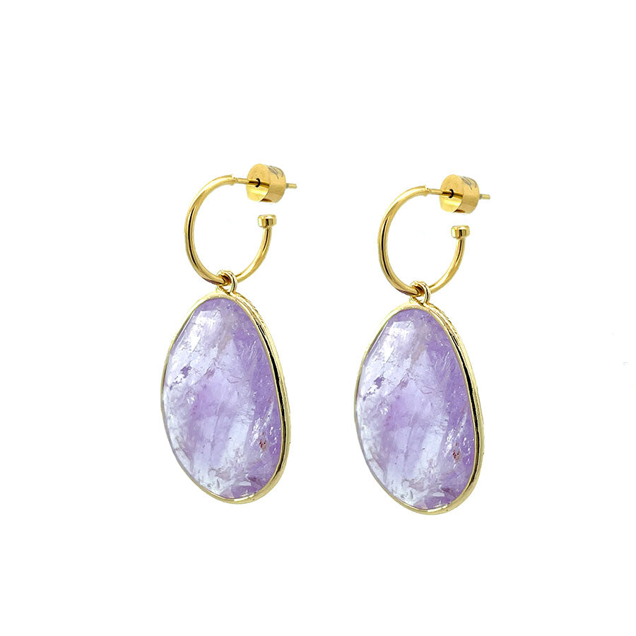 "MEERA" POINT DROP CRYSTAL EARRINGS - AMETHYST