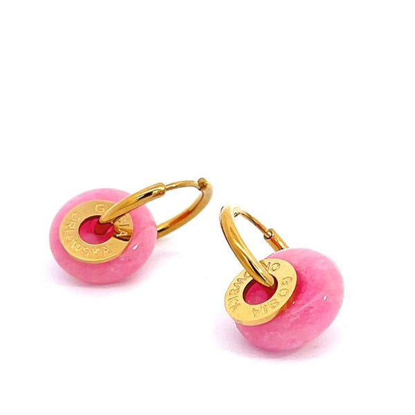 "CIAMBELLA MINI" 1.5cm Pink Agate Earrings