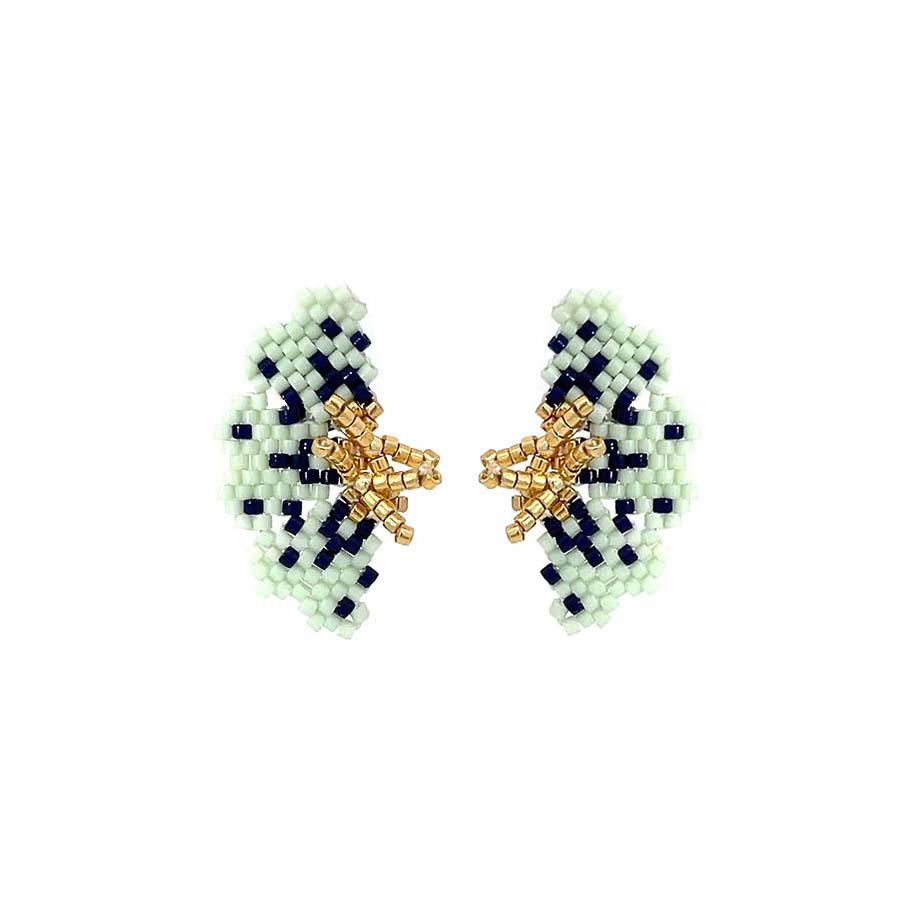 "NOLA" BEADED MINTED GREEN BUTTERFLY EARRINGS