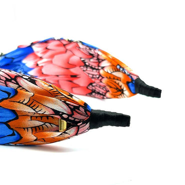 “Dahlia” Colorful Floral Pattern Twisted Style Silk Headband