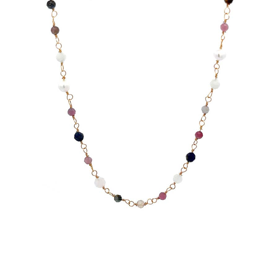 “Chiyo” Fresh Water Pearl and Mix Stones Necklace