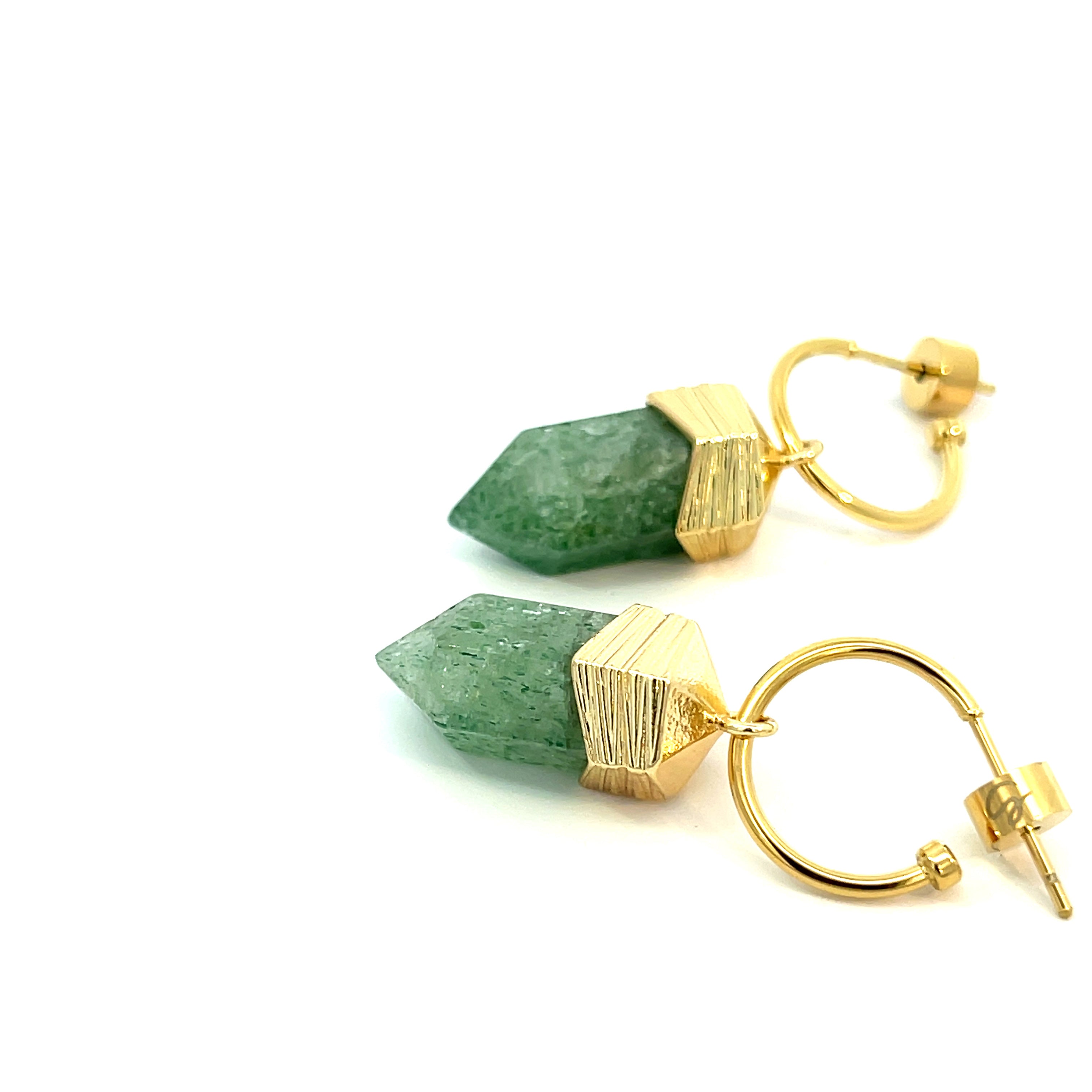 Amari Green Moss Agate Hex Earrings for Sale