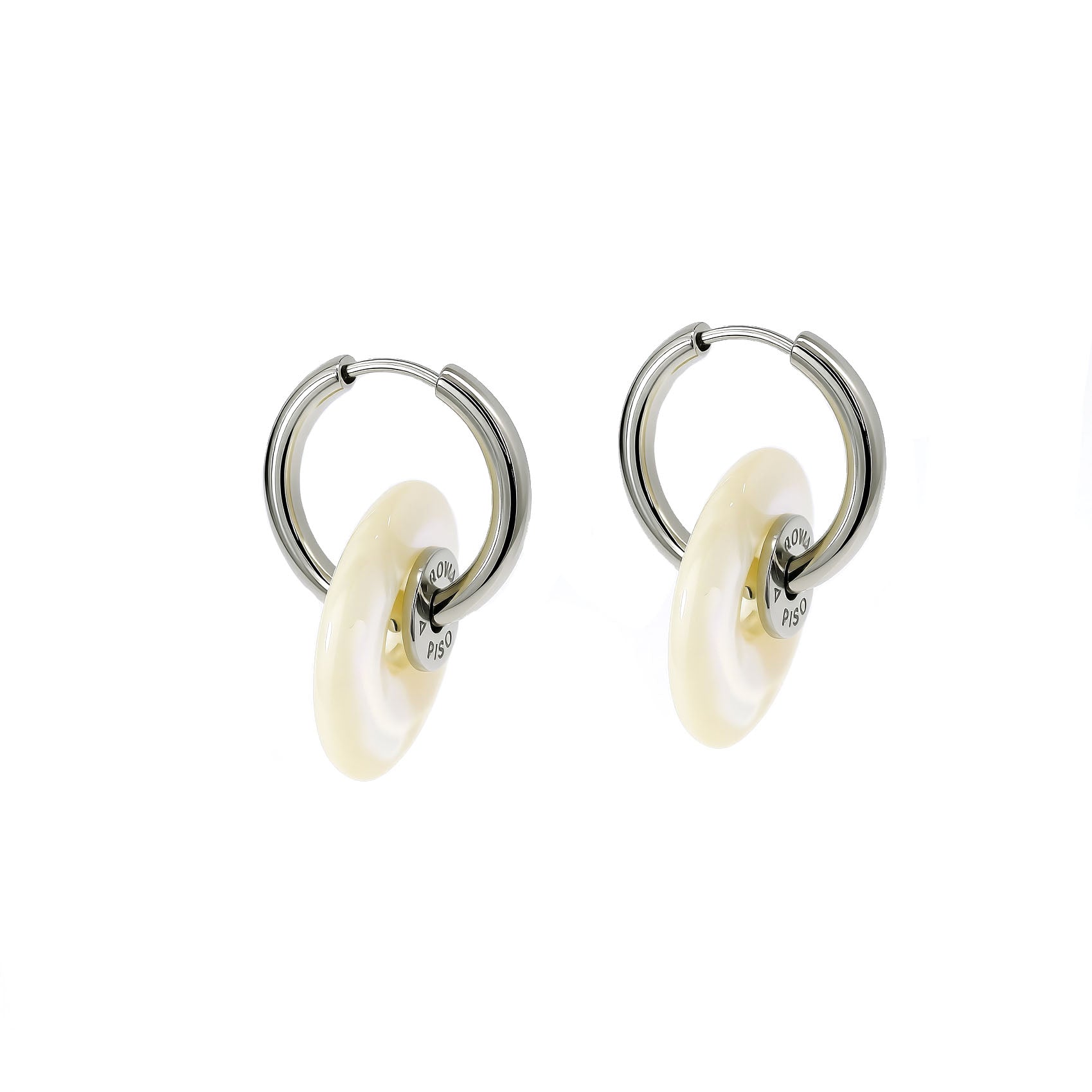 “CIAMBELLA” 2CM Mother of Pearl SINGLE STONE EARINGS