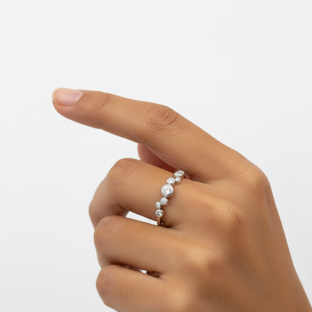 “JOYCE” 925 sterling Silver MINI BUBBLE ZIRCONIA RING / Silver