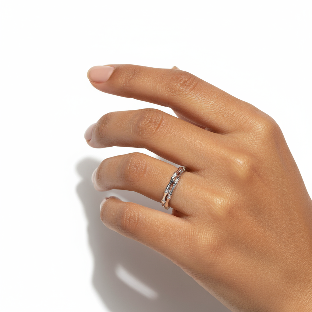 “Bronya” 925 sterling Silver Bamboo Ring