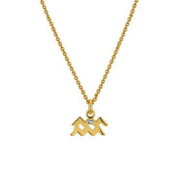 9K GOLD ZODIAC GOLD DIAMOND NECKLACE / AQUARIUS