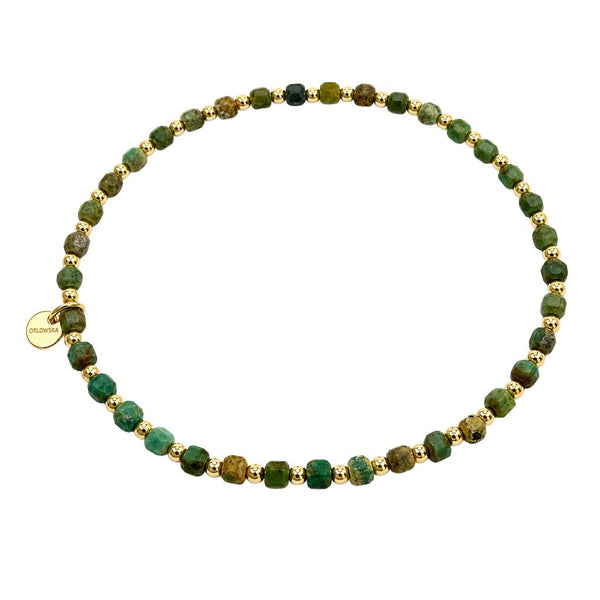 "Ginkgo" 2.5mm African Turquoise Square Bead Bracelet