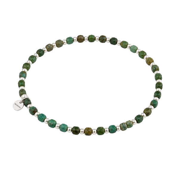 "Ginkgo" 2.5mm African Turquoise Square Bead Bracelet