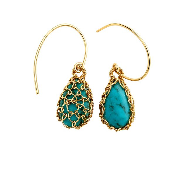 "NATI" TURQUOISE NET TEAR DROP EARRINGS