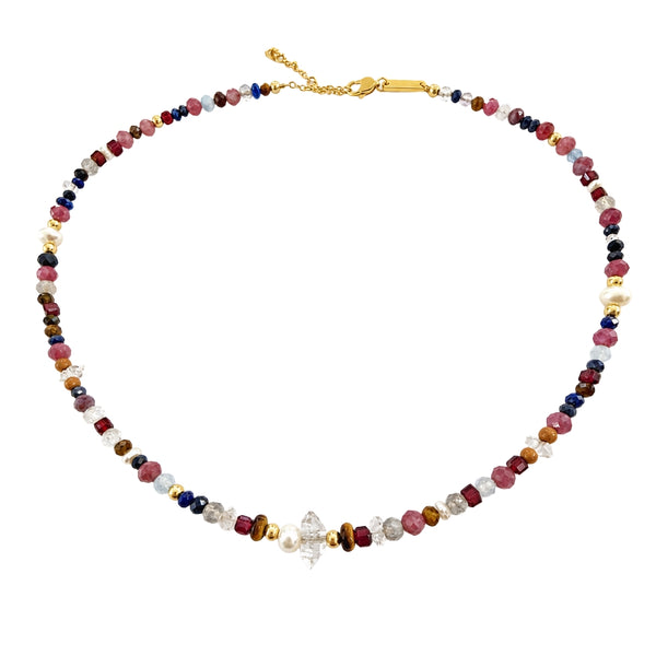 "Anika" herkimer diamond & pearl necklace
