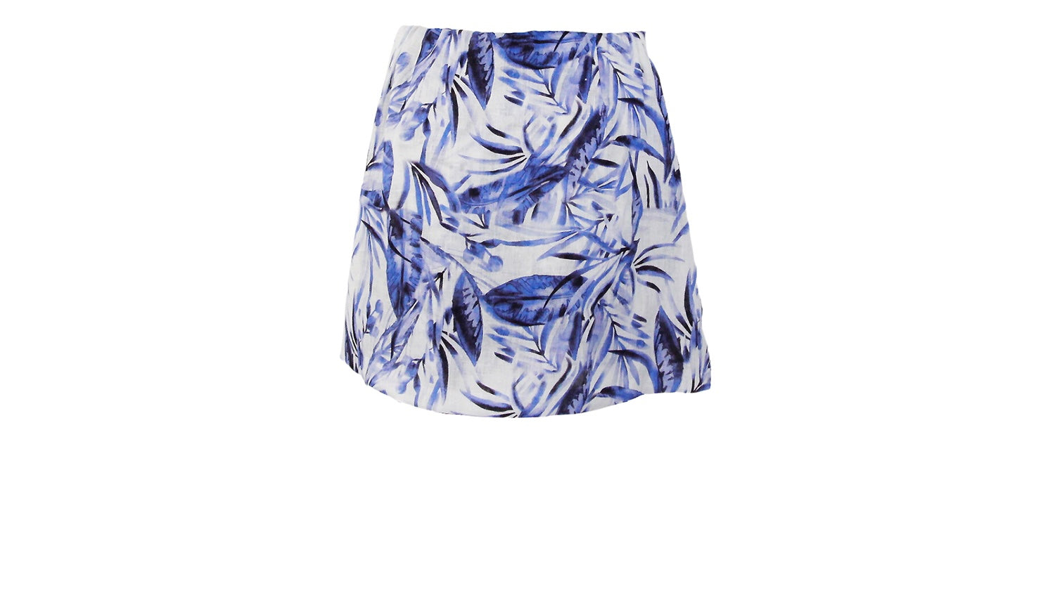 “BEA” Tropical Blue Leaves Linen Crop Top